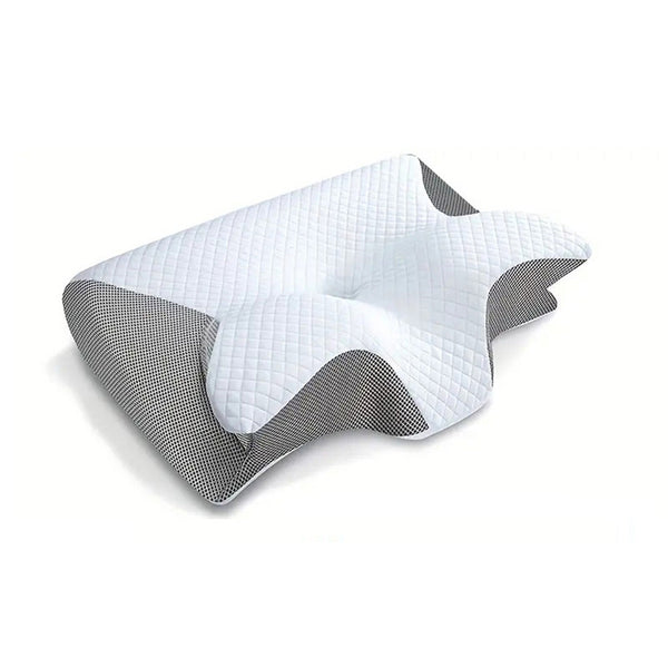 Viscoelastic Ergonomic Neck Pillow 2 In 1 Orthopedic Pain Relief Light Grey Seat & Posture Cushions