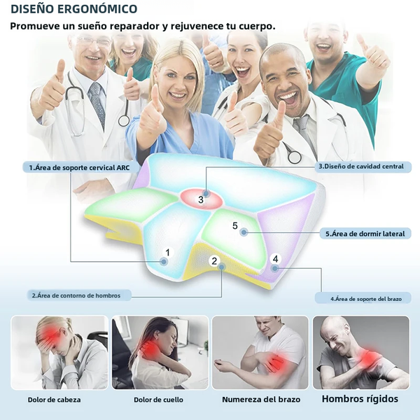 Viscoelastic Ergonomic Neck Pillow 2 In 1 Orthopedic Pain Relief Light Grey Seat & Posture Cushions