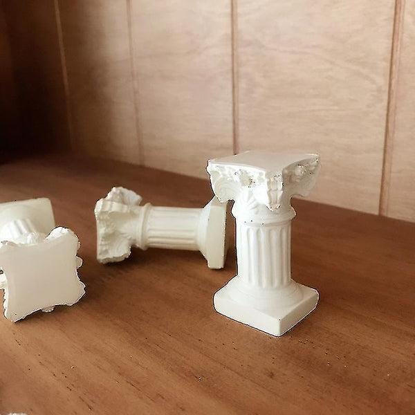 White Roman Pillar Greek Statue Indoor And Outdoor Modern Style Mini Resin Decoration (1Pc White) Ornaments & Statues