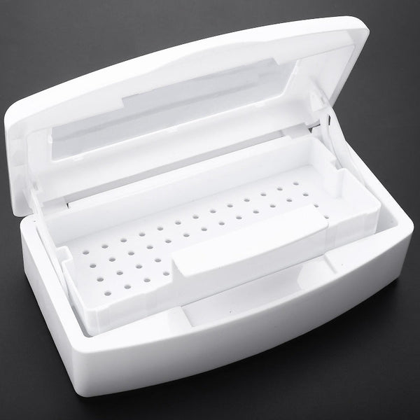 Plastic Nail Tool Disinfection Box With Removable Tray White Manicure & Pedicure Tools & Kits