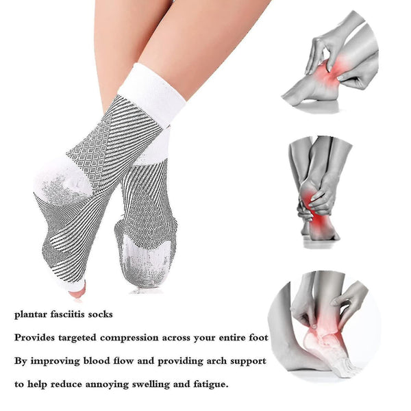 Soothing Neuropathy 3 Pairs Plantar Fasciitis Tendinitis Relief White Large X Socks