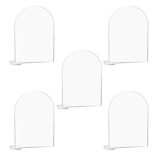 Transparent Acrylic Wedding Table Number Holders 5 Pack Blank Arched Sign With Stand Centrepieces & Table Decor