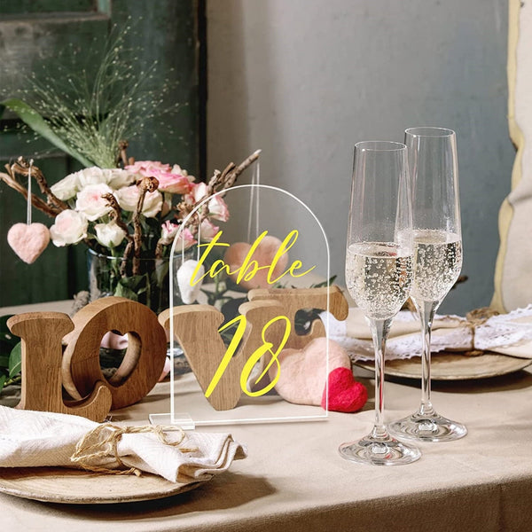 Transparent Acrylic Wedding Table Number Holders 5 Pack Blank Arched Sign With Stand Centrepieces & Table Decor