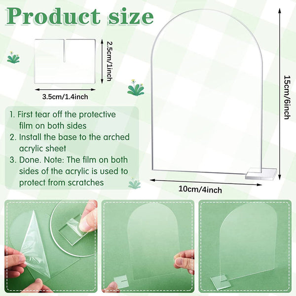 Transparent Acrylic Wedding Table Number Holders 5 Pack Blank Arched Sign With Stand Centrepieces & Table Decor