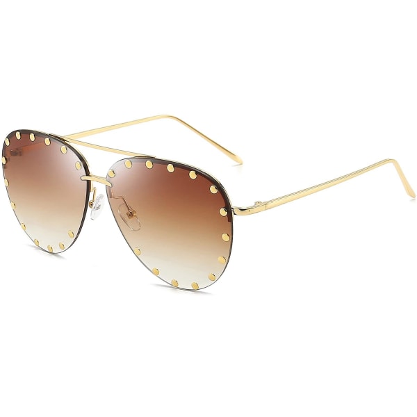 Women's Classic Pilot Metal Frame Fashion Style Uv400 Protection Gold Frame/Gray Sunglasses