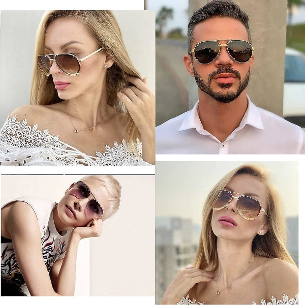Women's Classic Pilot Metal Frame Fashion Style Uv400 Protection Gold Frame/Gray Sunglasses