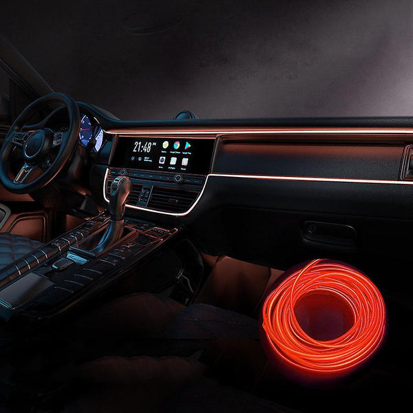 Car Led Interior Strip Light 3M Usb Neon Wire Lamps Glowing Ambient Lighting Decorations Red Other Car Interior