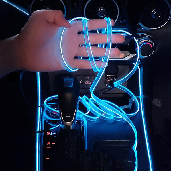 Car Led Interior Strip Light 3M Usb Neon Wire Lamps Glowing Ambient Lighting Decorations Red Other Car Interior