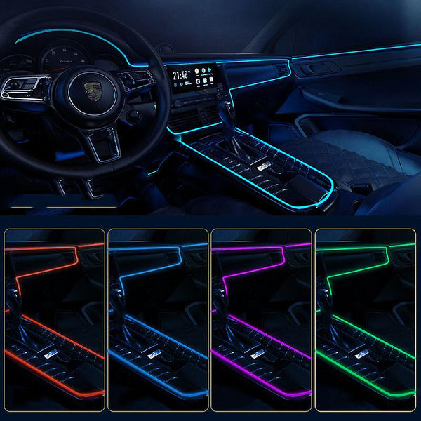 Car Led Interior Strip Light 3M Usb Neon Wire Lamps Glowing Ambient Lighting Decorations Red Other Car Interior