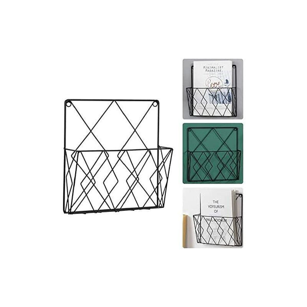 Wall Mounted Newspaper Holder Shelf Storage Rack Black Pull Magazine Racks