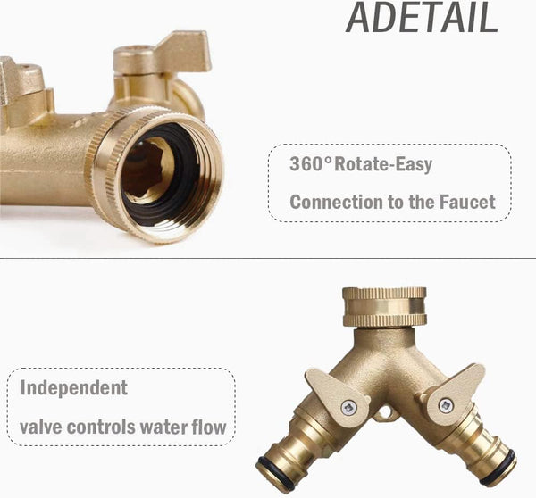 2 Way Brass Tap Connector With Single Valves Yellow Connectors Valves & Accessories