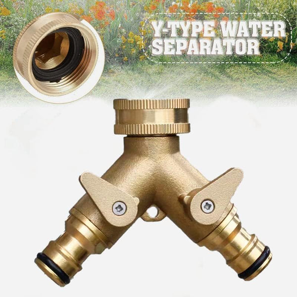 2 Way Brass Tap Connector With Single Valves Yellow Connectors Valves & Accessories