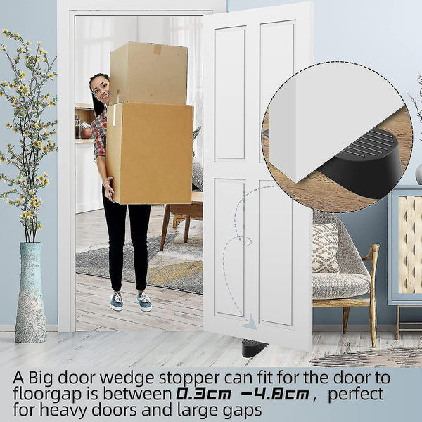 Heavy Duty Extra Large Rubber Door Wedge Stop Black Door Stops
