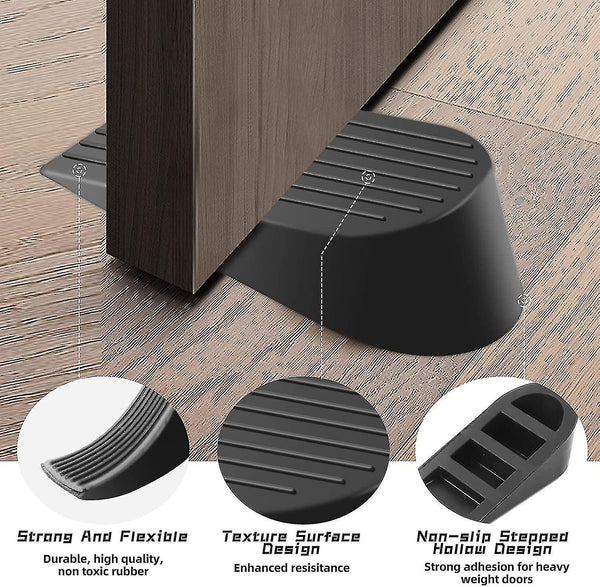 Heavy Duty Extra Large Rubber Door Wedge Stop Black Door Stops