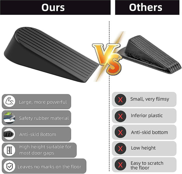 Heavy Duty Extra Large Rubber Door Wedge Stop Black Door Stops