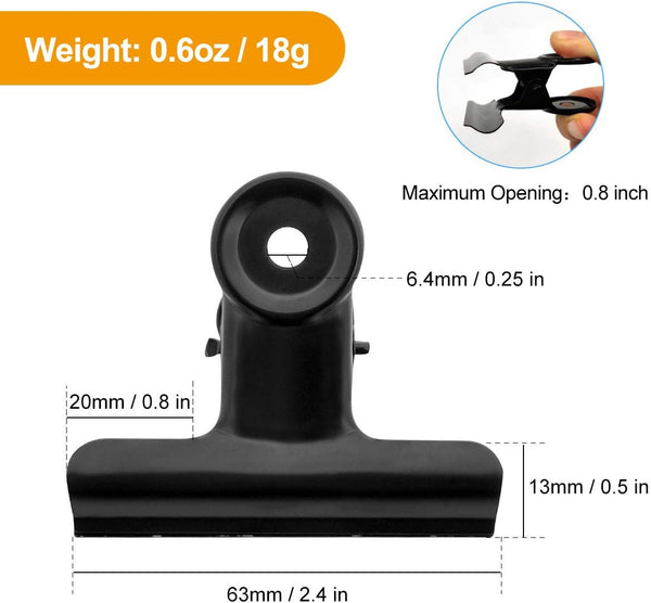 12 Pack Large Black Binder Paper Clips / Metal Hinge Fi Paperclips