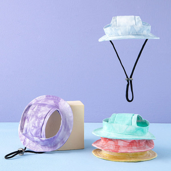 Adjustable Dog Sun Hat With Ear Holes Light Blue Small Dog Clothing & Shoes