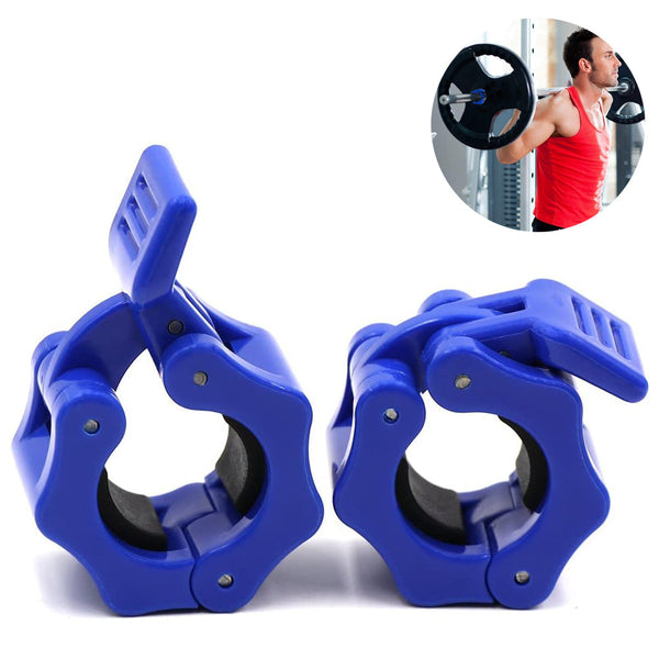2 Pcs Gym Barbell Clamps Quick Release Collar Blue Barbells & Attachments