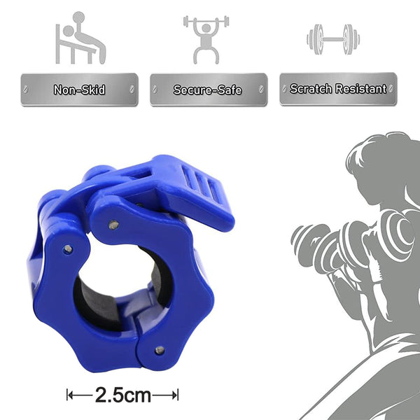 2 Pcs Gym Barbell Clamps Quick Release Collar Blue Barbells & Attachments