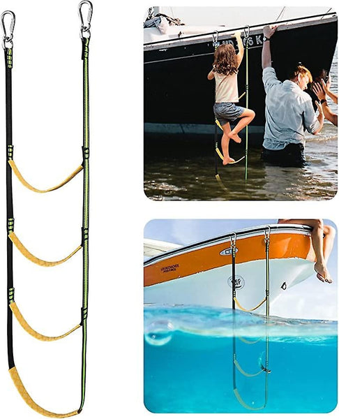 Boat Rope Ladder 4 Step Foldable Extension Compatible With Sailboat Kayak Swim Perfet Ladders