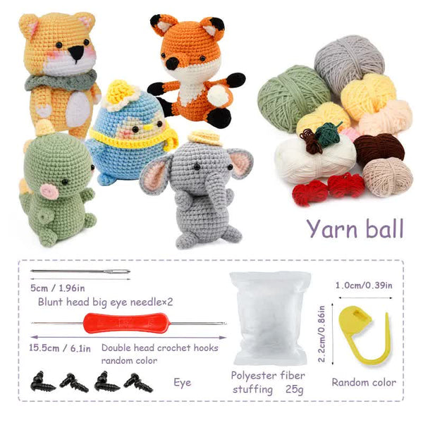 4 Piece Diy Crochet Kit For Animals With Hand Knitting Yarn Needles Plush Doll Easy Beginners Includes Enough And Hook Accessories Other Crocheting An