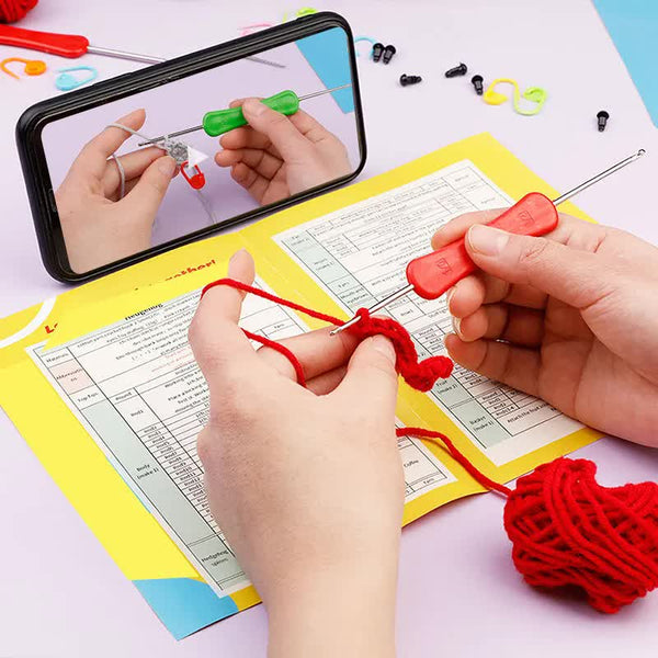 4 Piece Diy Crochet Kit For Animals With Hand Knitting Yarn Needles Plush Doll Easy Beginners Includes Enough And Hook Accessories Other Crocheting An