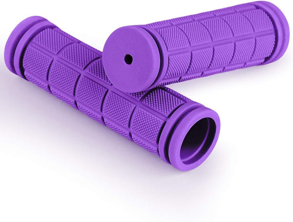 A Pair Of Ergonomic Bicycle Handles In Non Slip Soft Rubber Purple Handlebars
