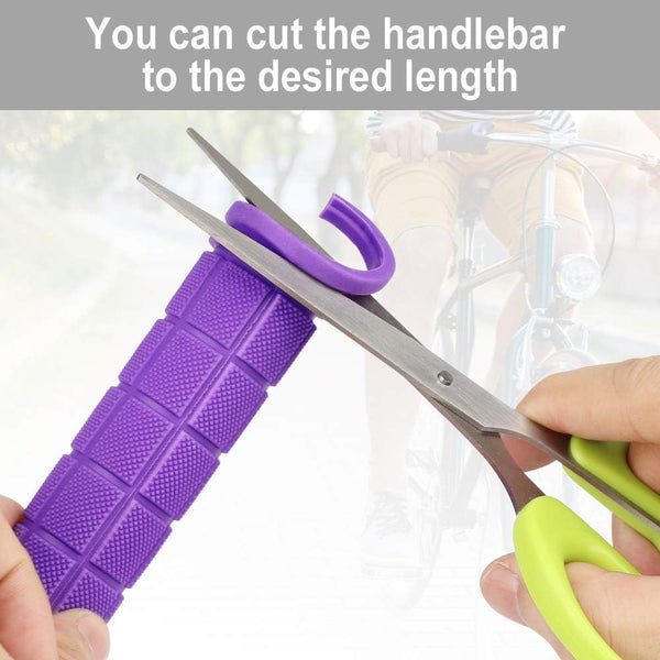 A Pair Of Ergonomic Bicycle Handles In Non Slip Soft Rubber Purple Handlebars