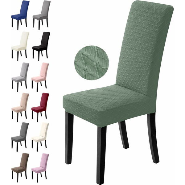 4 Pack Green Stretch Dining Washable & Universal Fit Chair Covers