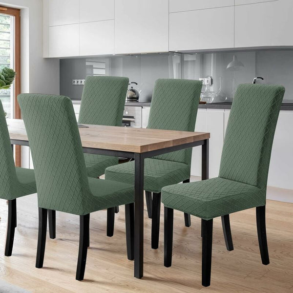 4 Pack Green Stretch Dining Washable & Universal Fit Chair Covers