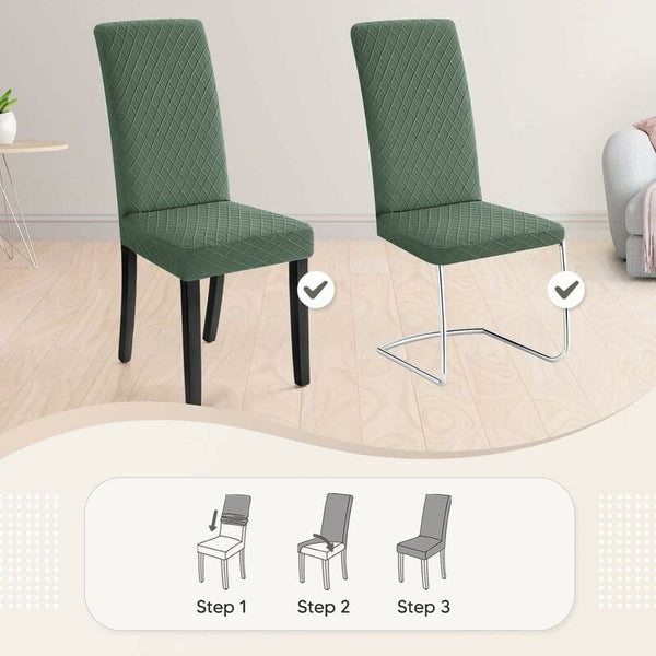4 Pack Green Stretch Dining Washable & Universal Fit Chair Covers