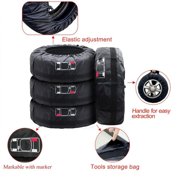 4 Pcs Car Tire Covers 19 23"" Waterproof Dustproof Wheel Protector (Diameter 80Cm) Hub Caps & Wheel Covers