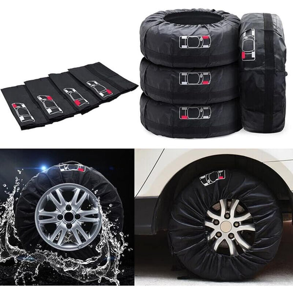 4 Pcs Car Tire Covers 19 23"" Waterproof Dustproof Wheel Protector (Diameter 80Cm) Hub Caps & Wheel Covers