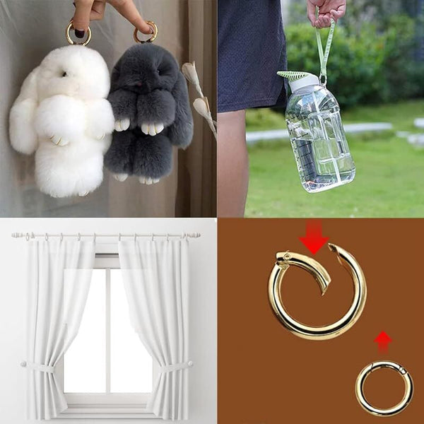 30Pcs 33Mm Round Gold Zinc Alloy Snap Spring Ring Carabiner Keychain Hooks For Crafts Keyrings