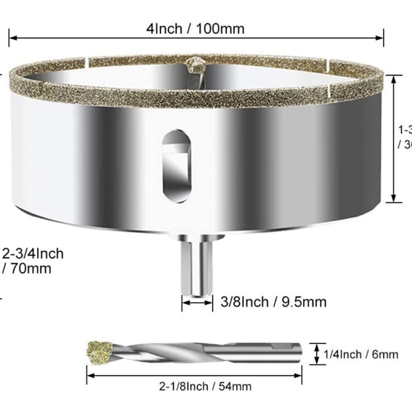 Diamond Hole Saw 100Mm With Centering Drill Tile Cutter Diamond Blades