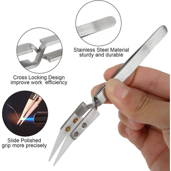Precision Ceramic Soldering Tweezers Set 6 Pieces Other Hand Tools