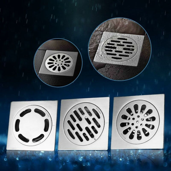 Thick Stainless Steel Floor Drain Anti Odor Square Shower For Bathroom 100 X 100Mm Style 3 Drain Grates