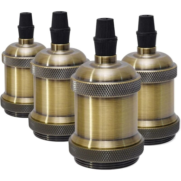 E27 Lamp Holder Ceramic Socket Adapter 4 Pieces Bronze With Braun Compatible Lamps