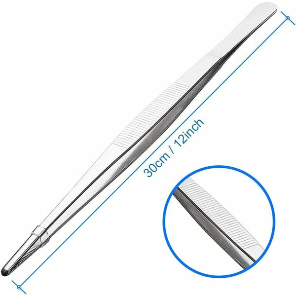 30Cm 12 Inch Long Stainless Steel Tweezers With Serrated End Craft Tweezers