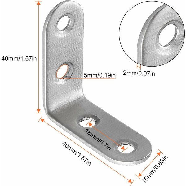 Stainless Steel Corner Brackets 40X40mm 13Pcs Furniture Repair Silver Compatible With Brands Braces & Brackets