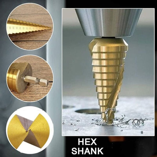 Step Drills Double Groove Countersink High Speed Steel Cone For Wood Plastic Brass Aluminum 3 Pcs Drill Bits