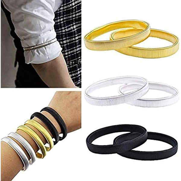 3 Pairs Of Anti Slip Sleeve Holders Elastic Metal Bracelets For Long Sleeved Shirts To Fix Sleeves Waiters Women And Suspenders/Braces