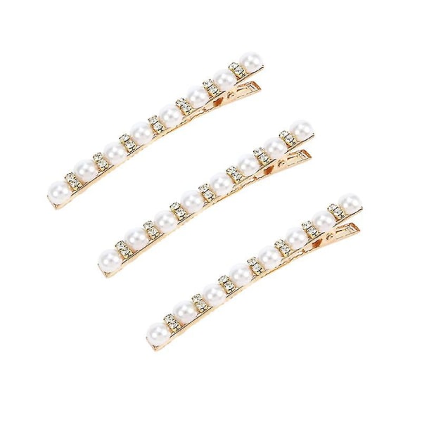 3Pcs Pearl Studded Hair Clips Vintage Rhinestone Elegant Headpiece Creative Hair Accessories