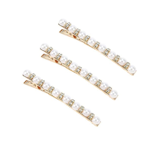3Pcs Pearl Studded Hair Clips Vintage Rhinestone Elegant Headpiece Creative Hair Accessories