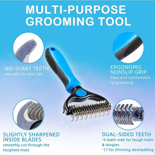 Professional Dog And Cat Dematting Comb For Long Hair Pets Grooming Rake To Remove Undercoat Dog Grooming