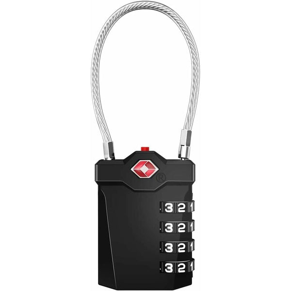 Tsa Lock 4 Digit Combination Luggage Suitcase Alarm Anti Theft Code With Opening Black 1 Piece Combination Padlocks