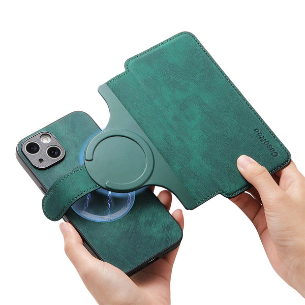 New Magnetic Two In One Separation Structure Mobile Phone Case Card Holder Rfid Anti Theft Brush Suitable For Iphone Gr Green 15 Cases Covers & Skins