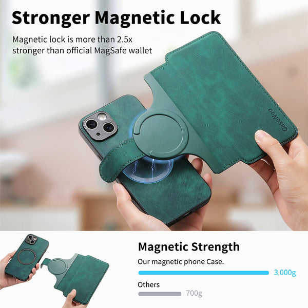 New Magnetic Two In One Separation Structure Mobile Phone Case Card Holder Rfid Anti Theft Brush Suitable For Iphone Gr Green 15 Cases Covers & Skins