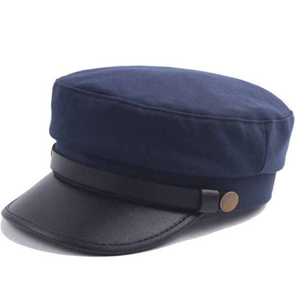 Military Caps Navy Blue Unisex Flat Top Captain Hat For Women Men Spring Autumn Fashion Hats