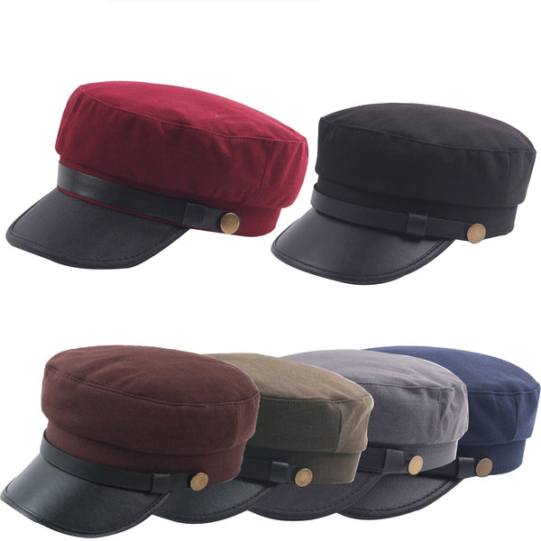 Military Caps Navy Blue Unisex Flat Top Captain Hat For Women Men Spring Autumn Fashion Hats